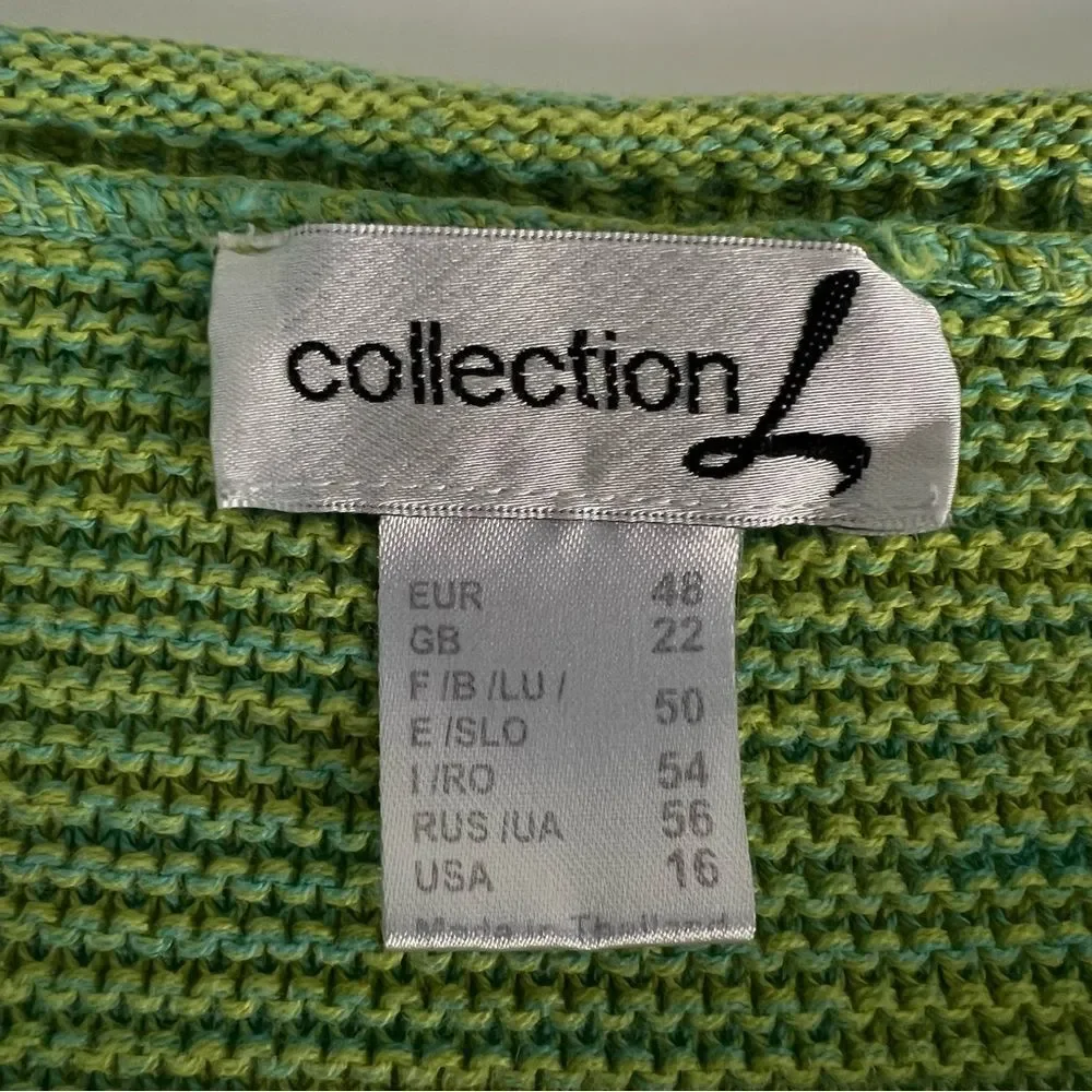 Collection L‎ Ombre Knit Sweater Green Blue Cotton Blend Pullover Women 16